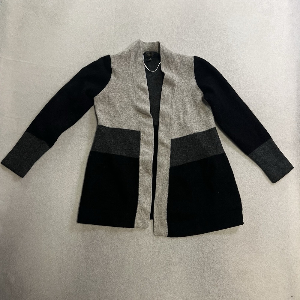 Charter Club Cardigan Women's M 100% Cashmere Colorblock Luxury Preppy Corpcore